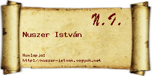 Nuszer István névjegykártya